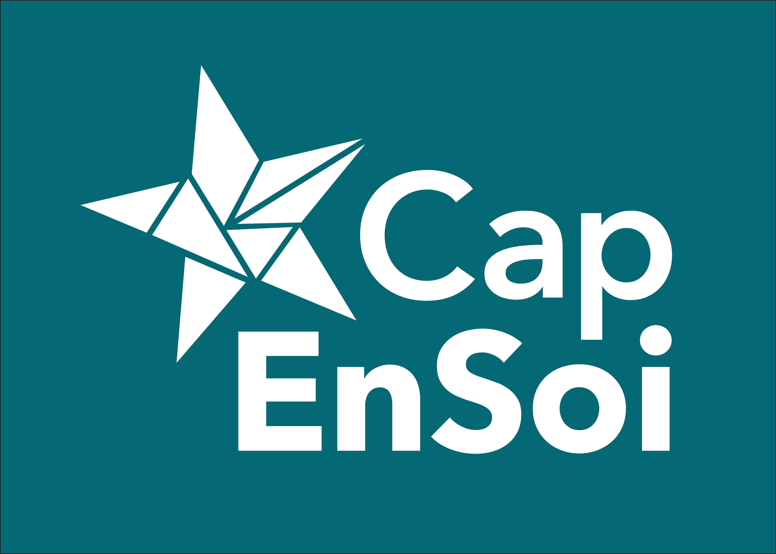 Logo en n&eacute;gatif sur fond bleu