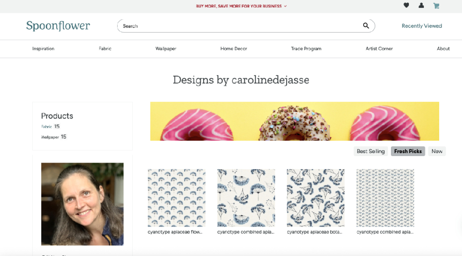 Mes motifs s’installent sur Spoonflower